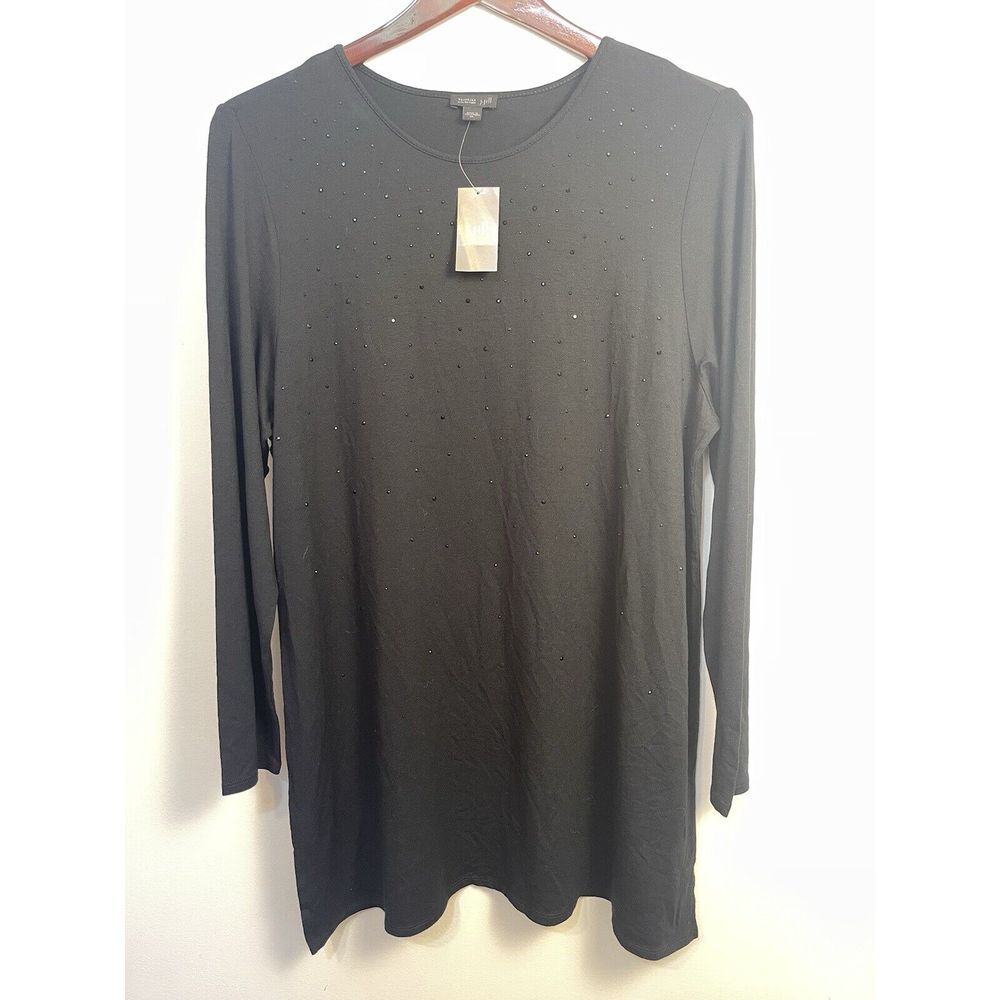 J Jill Wherever Collection‎ Black Sequins XL Long Sleeve Tunic Dress